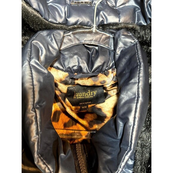 Laundry By Shelli Segal Jacket Women's Medium Midi Down 2 in 1 Navy Blue Hooded - Picture 5 of 16